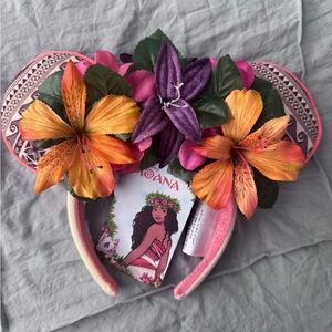 Disney Moana Floral Ears Headband - Pink and Orange